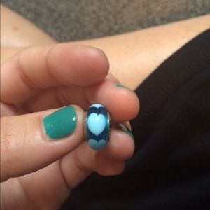 Pandora aqua blue glass heart charm