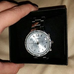 Geneva silver boyfriend watch