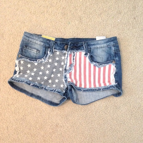 American Flag Distressed Shorts