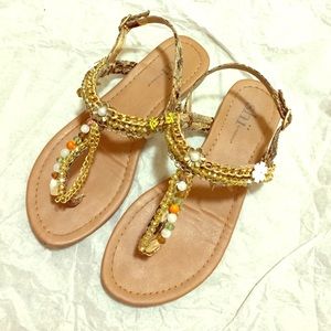 SHI BY JOURNEYS FLORAL BEAD CHAIN SUMMER SANDALS