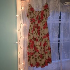 floral strapless short dress