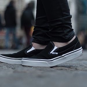 Vans size 6 women's black slip on