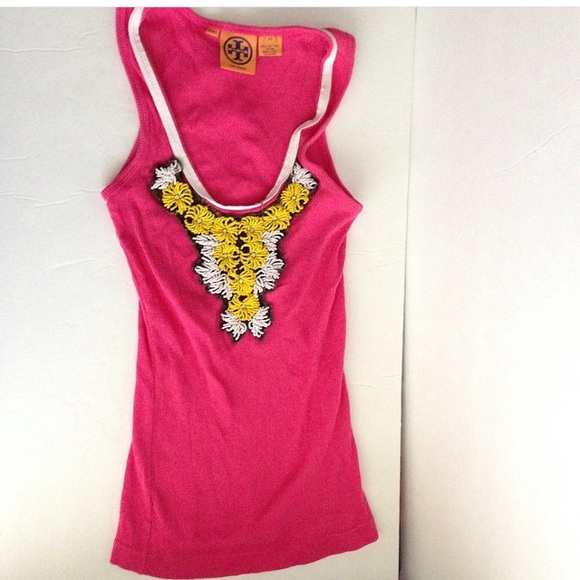 Tory Burch Tops - Tory Burch pink beaded tank top