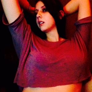 Its a darkish pink loose crop top!