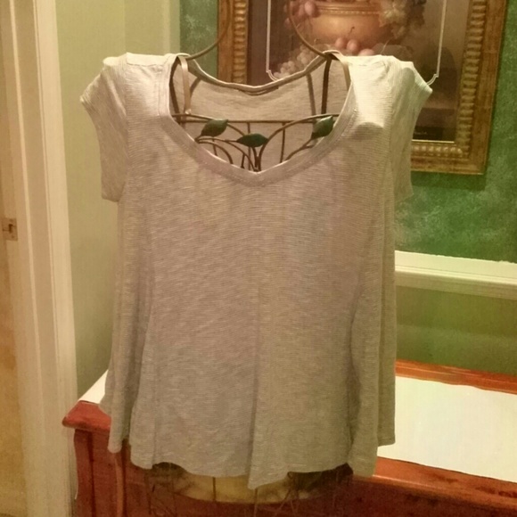 "Olivia Moon" Gray & White Oversized Top