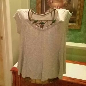 "Olivia Moon" Gray & White Oversized Top