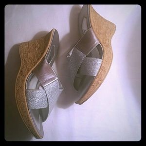 Silver platform sandals