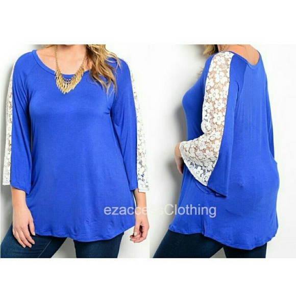 Plus size tunic top blouse t-shirt Sexy crochet - Picture 2 of 3