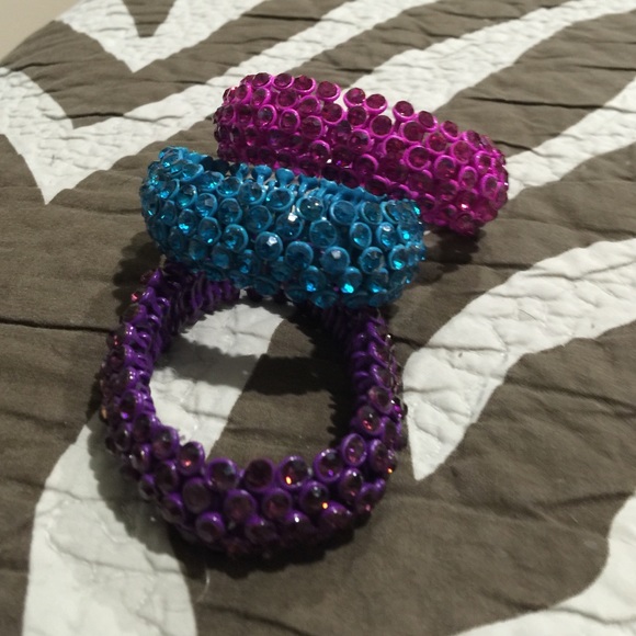 Three sparkly stretchy band bracelets