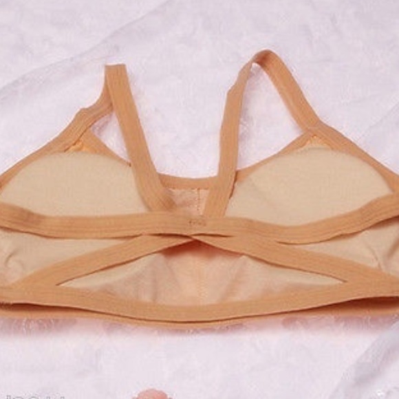 4 colors Crossed Back Layering Bandeau Tank Top - Picture 3 of 4