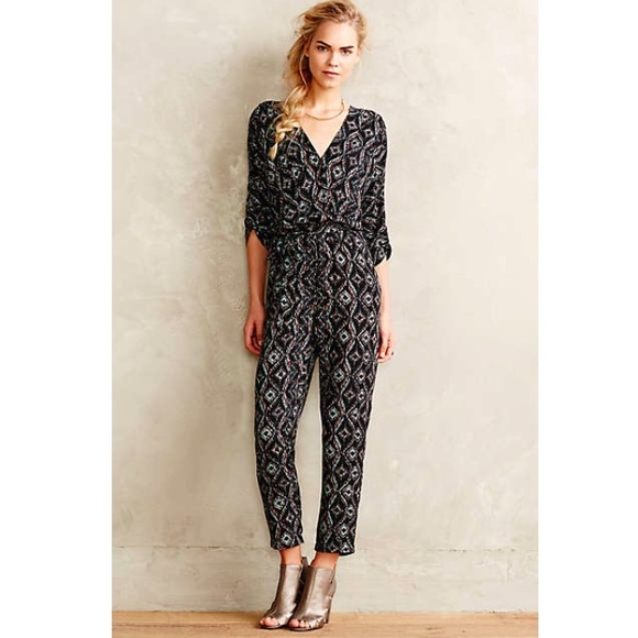 Anthropologie Dacey Jumpsuit in Black Motif NWOT