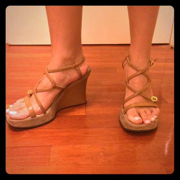 Barney's strappy wedge leather sandals