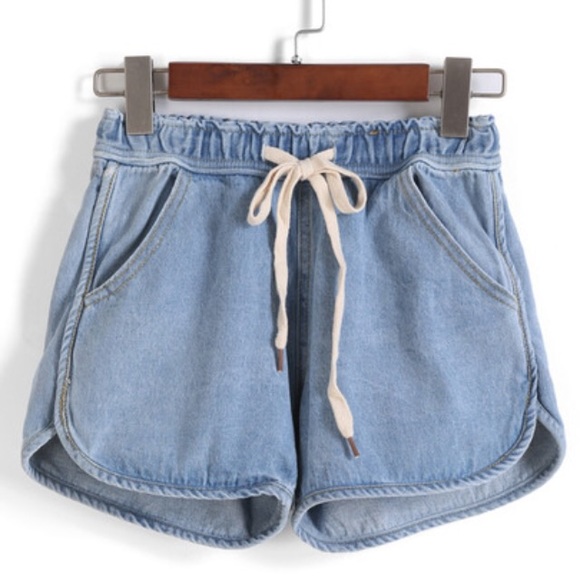 Drawstring Denim Shorts
