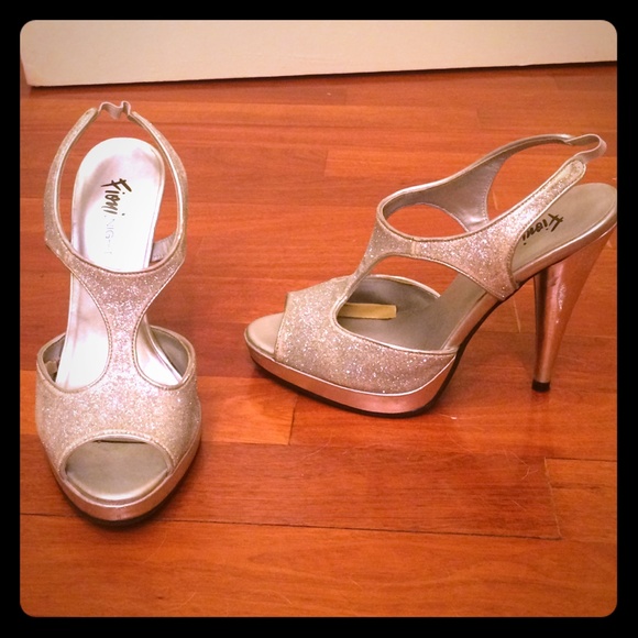 Silver glitter heels