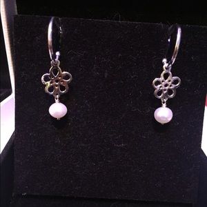 Pandora pearl flower dangles. Made for the hoops.
