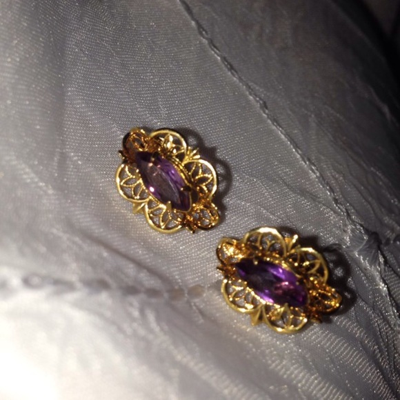 ‼️24hr SALE‼️14KT Gold Genuine Amethyst Earrings