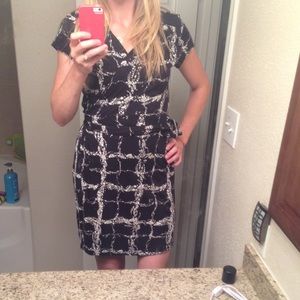 Banana Republic black and white wrap dress
