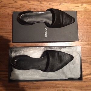 Vince black calf hair flat shoe