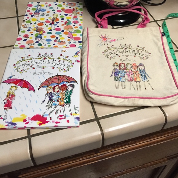 Madonna book bag with book the English roses.