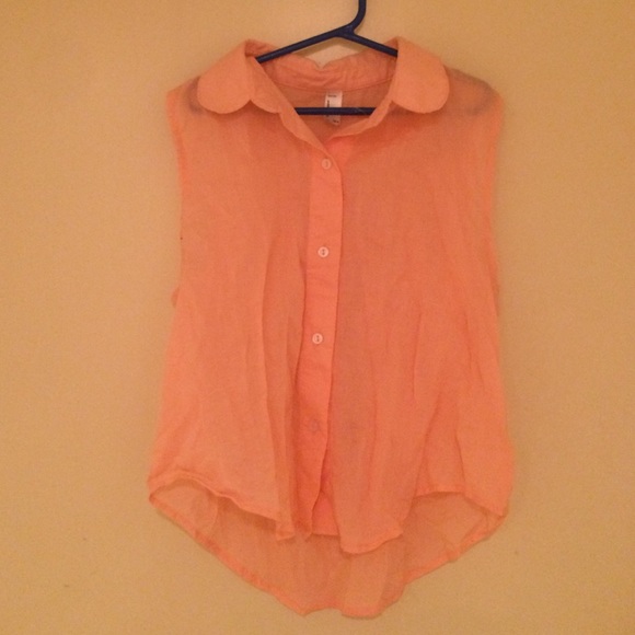 Peach button up crop top