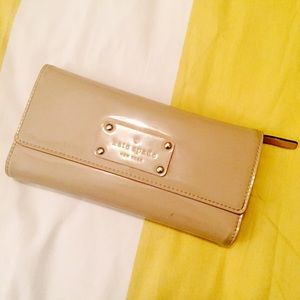 Kate Spade Tan Patent Leather Tri-Fold Wallet