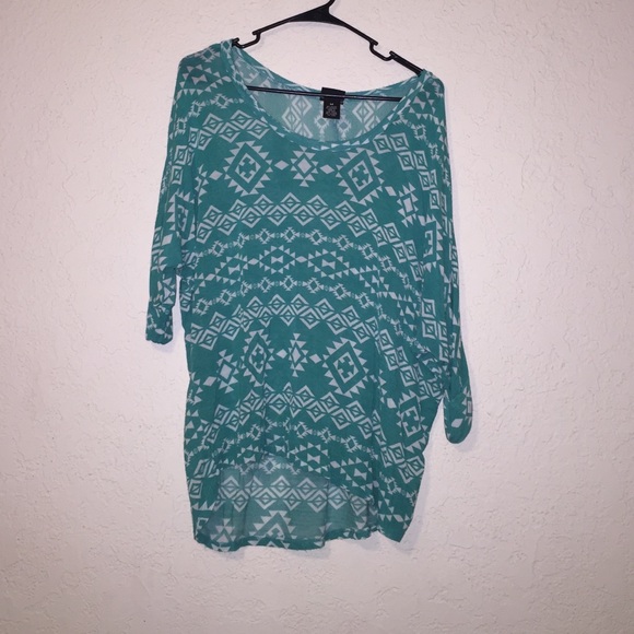 Aztec Print Mid Sleeve Shirt