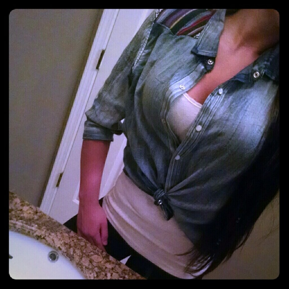 Rue21 Boho Tribal Denim Button Up Top