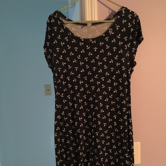 Navy Blue Anchor T-Shirt Dress
