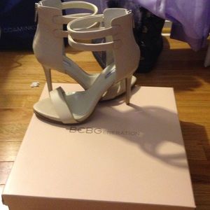 Nude pink strappy heels