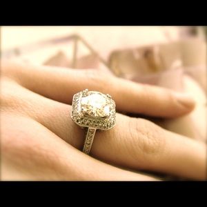 Moissanite Ring Engagement 4crt Charles & Colvard