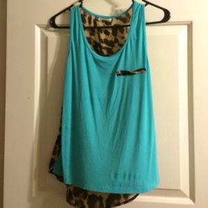 Blue and Cheetah top