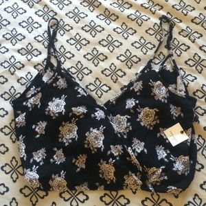 Floral surplice crop top
