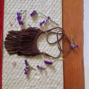 American Eagle Fringe Cross Body Chestnut Purse