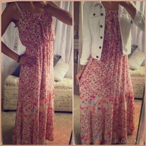 Elle floral printed elastic waist maxi dress