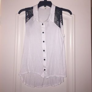 NEW White Tank Top with Lace Sleeves