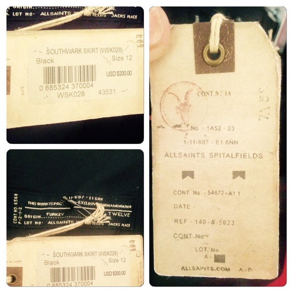 All Saints Southwark Skirt black pencil skirt 6-8 - Picture 3 of 4