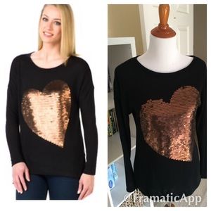 ✨Seven7 cute black with copper heart sweater