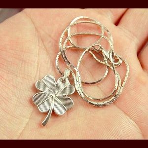 Four leaf luck lead necklace