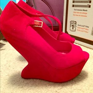 Red suede wedges from shoe dazzle