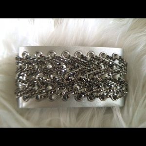 Silver leather cuff