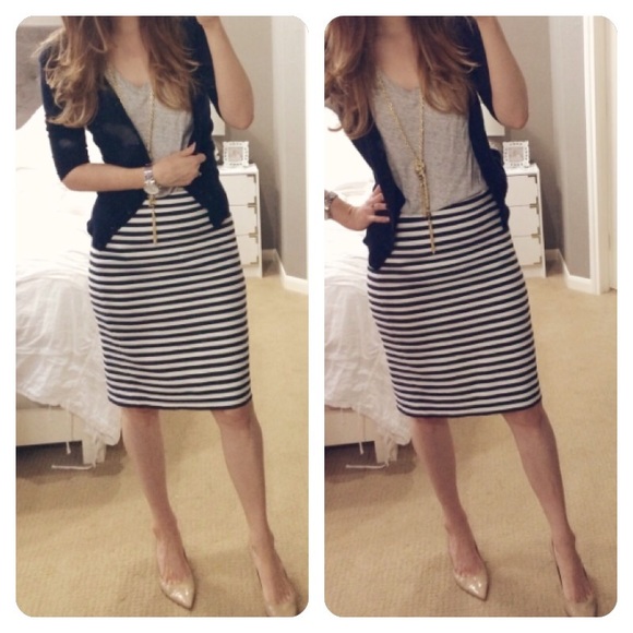 🚫SOLD🚫J.Crew Factory pencil skirt in stripe sz 8 - Picture 2 of 4
