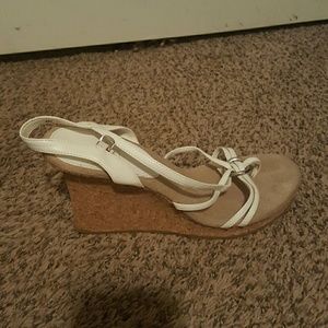 White strappy wedge sandal
