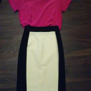 Zara black and white tuxedo skirt