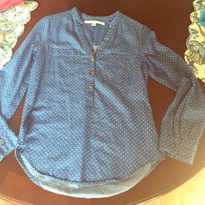 Lauren Conrad Long Sleeve Polka Dot Shirt