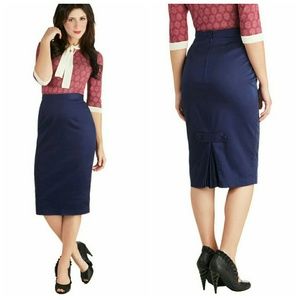 Long Midi Navy Blue Skirt in Large