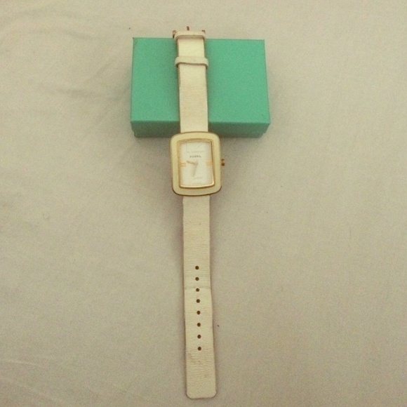 White leather Fossil watch