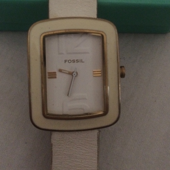 White leather Fossil watch