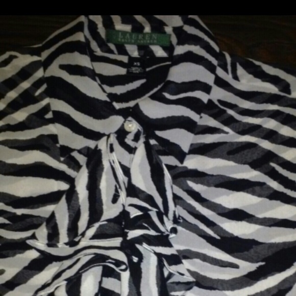 Silk Zebra print ruffle blouse - Picture 2 of 2