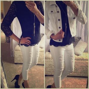 J Crew Lace  covered blouse