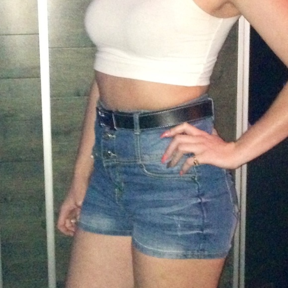 Denim - Stretch High Waist  Denim Shorts
